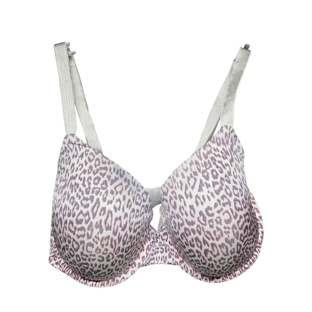 Victoria's Secret Lined Demi Bra34D Purple Leopard Animal Print Underwire 176547